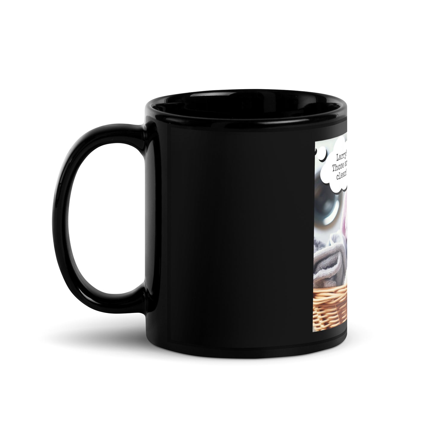 Larry Laundry Black Glossy Mug