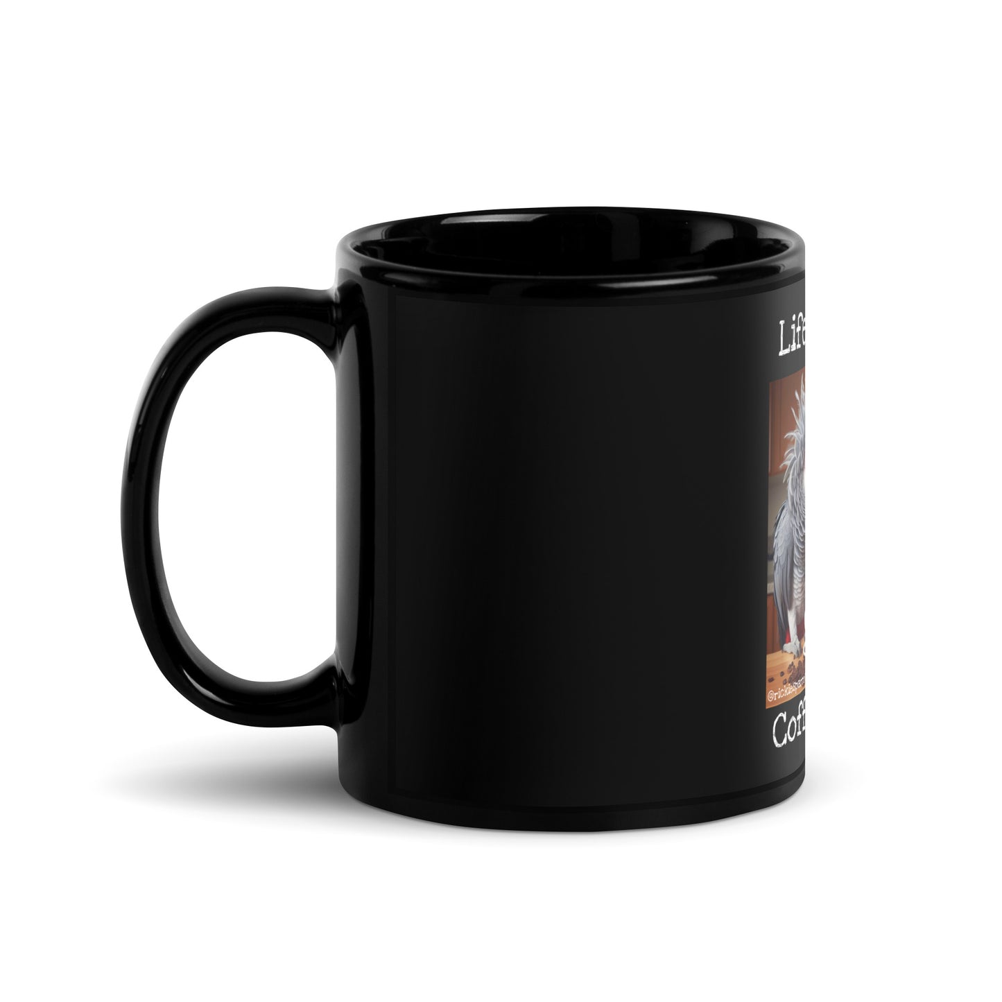 Life Happens. Black Glossy Mug