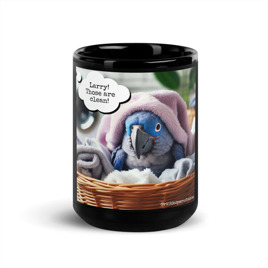 Larry Laundry Black Glossy Mug