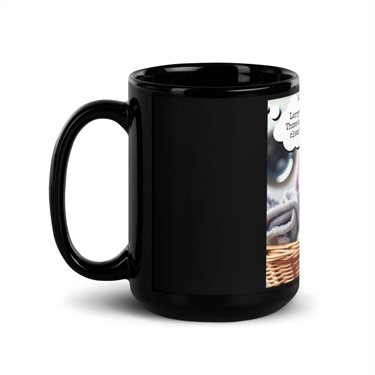 Larry Laundry Black Glossy Mug