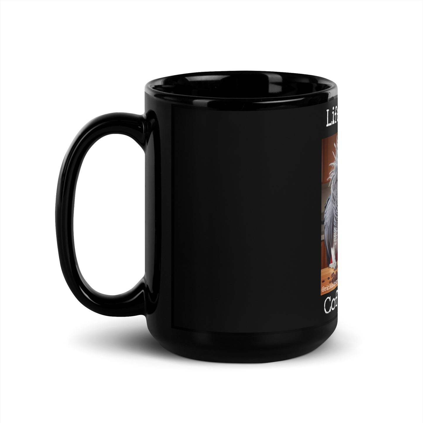 Life Happens. Black Glossy Mug