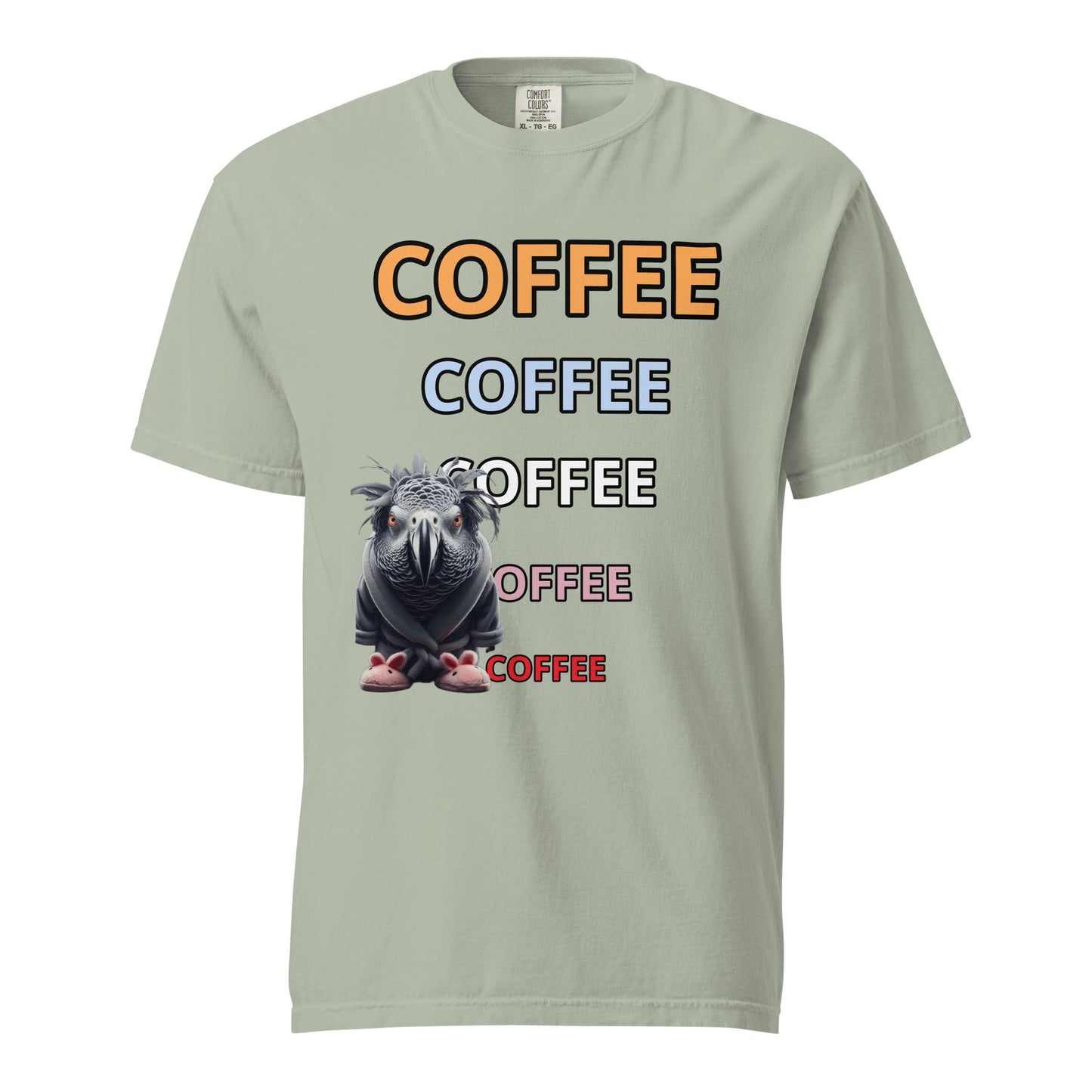 Buzz Bird Needs Coffee Unisex garment-dyed heavyweight t-shirt