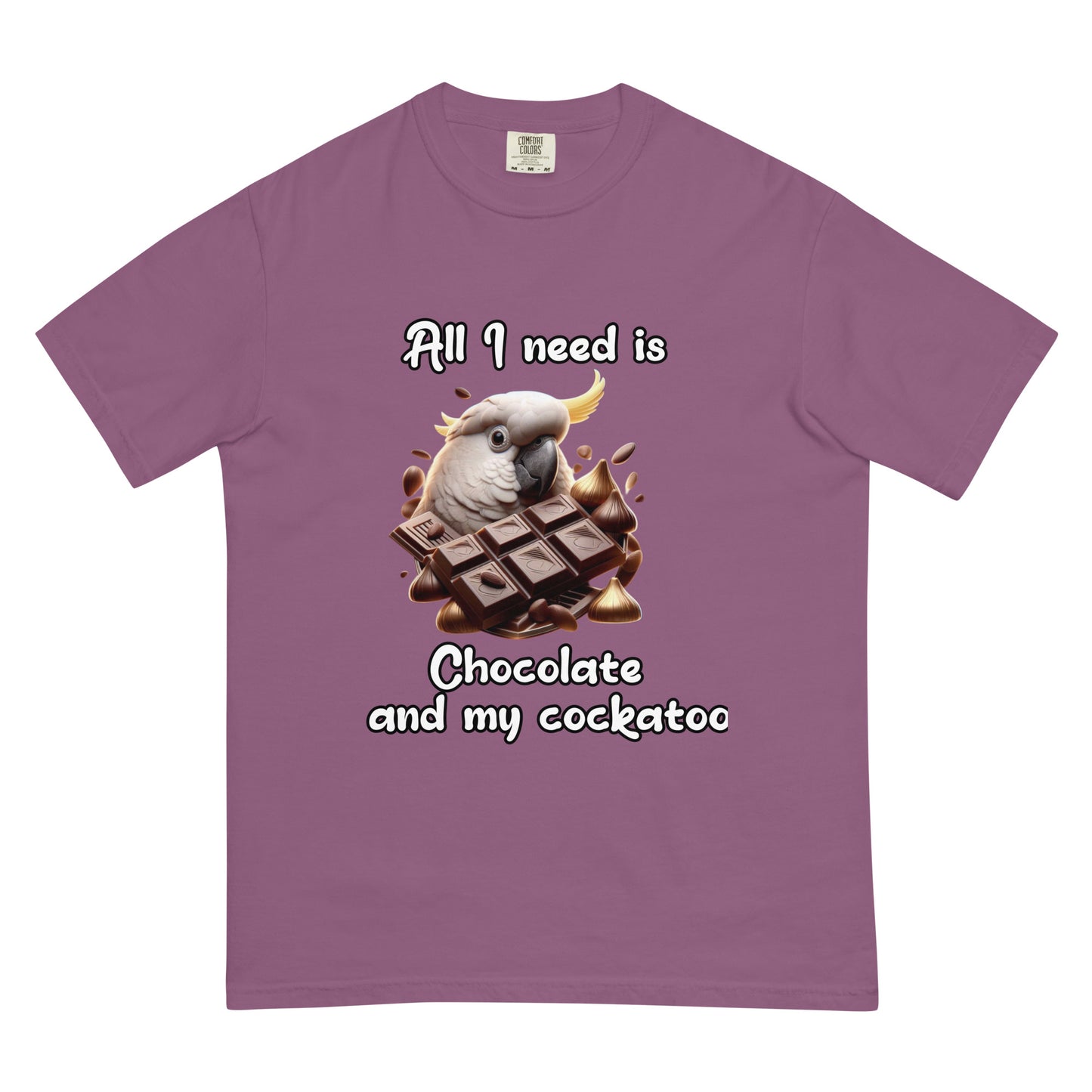 Chocolate and my cockatoo Unisex garment-dyed heavyweight t-shirt