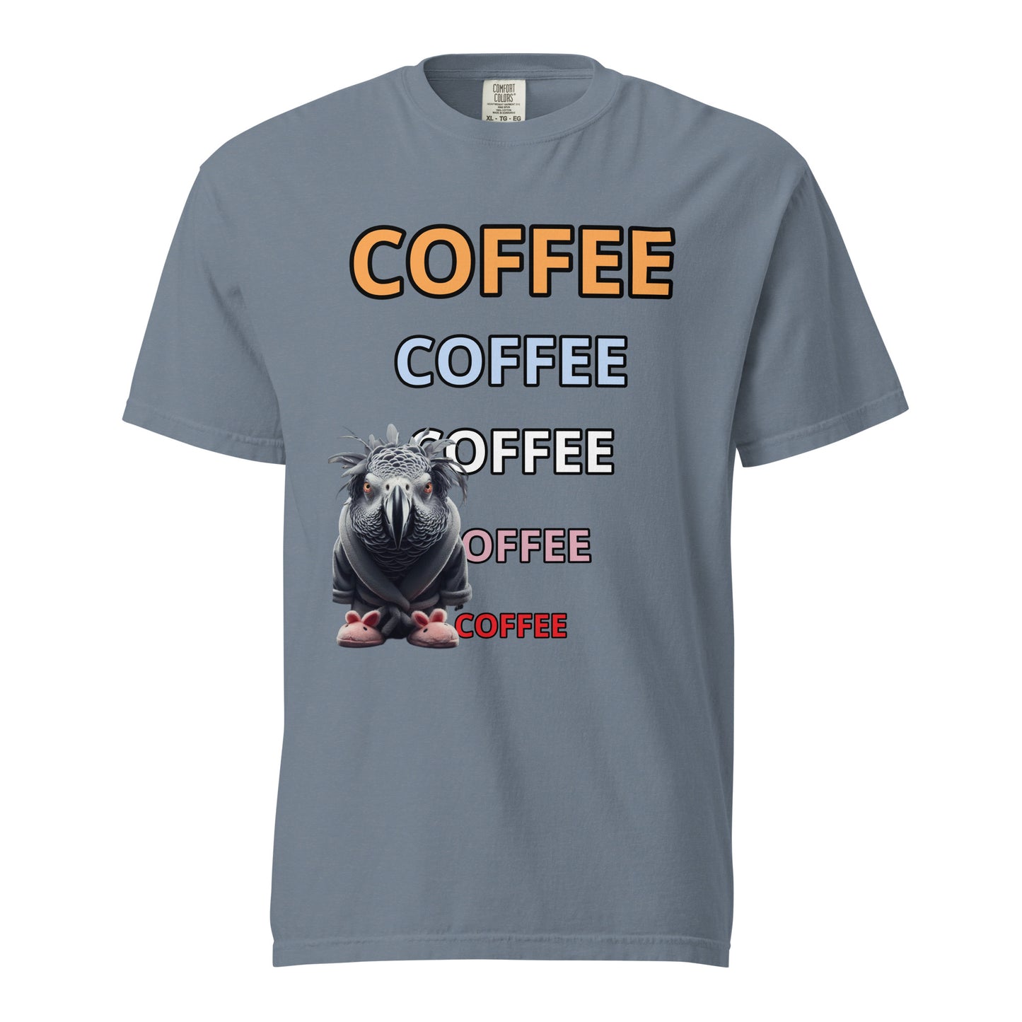 Buzz Bird Needs Coffee Unisex garment-dyed heavyweight t-shirt