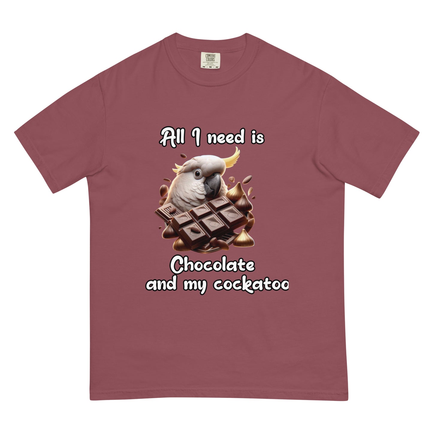 Chocolate and my cockatoo Unisex garment-dyed heavyweight t-shirt