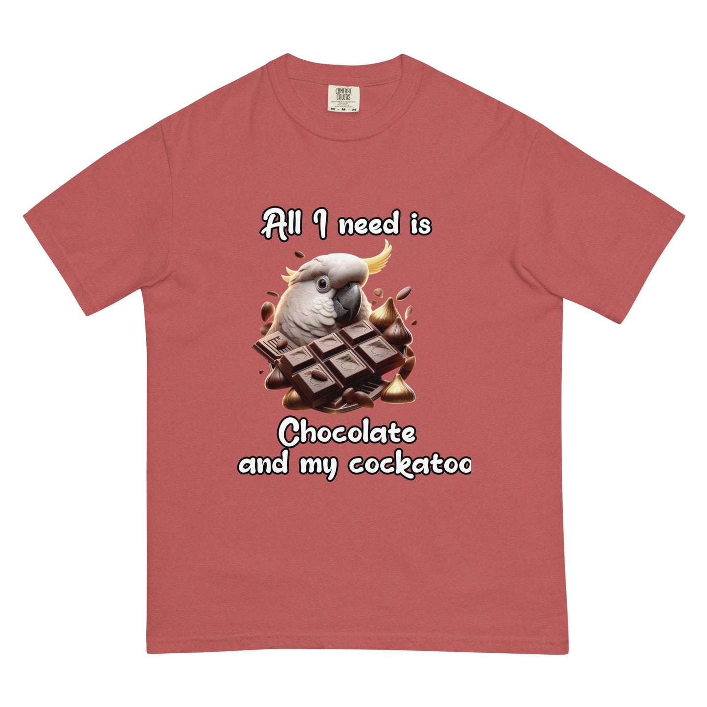 Chocolate and my cockatoo Unisex garment-dyed heavyweight t-shirt