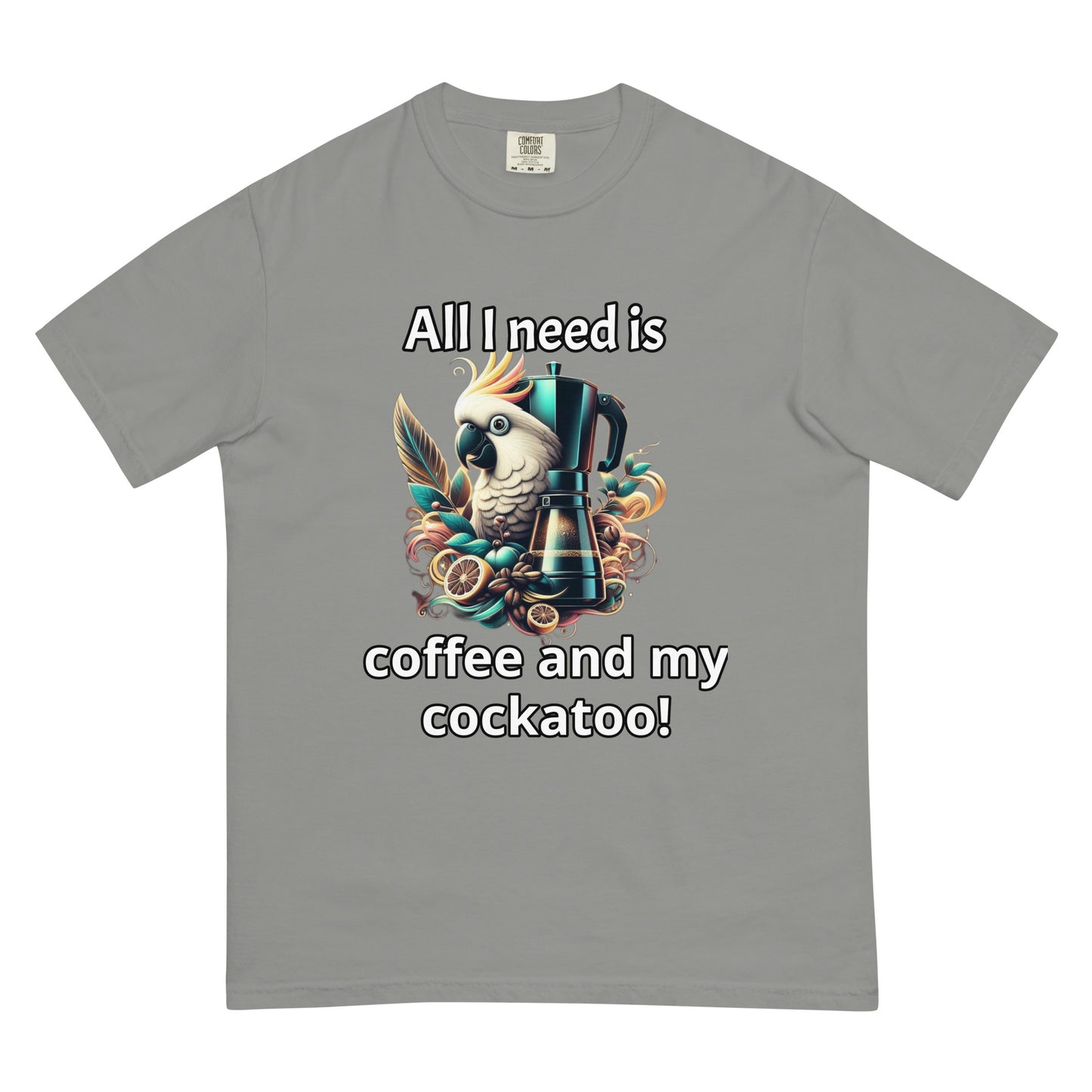 Coffee and Cockatoo Unisex garment-dyed heavyweight t-shirt