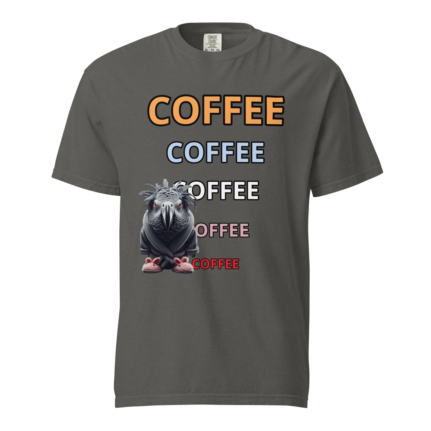 Buzz Bird Needs Coffee Unisex garment-dyed heavyweight t-shirt