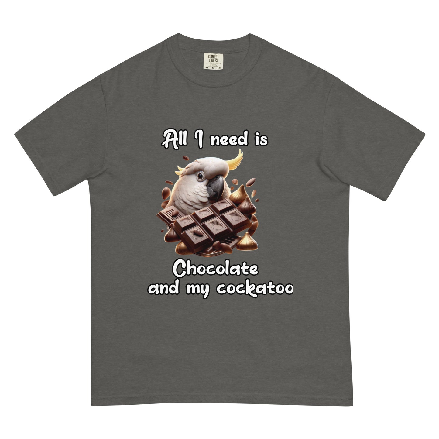 Chocolate and my cockatoo Unisex garment-dyed heavyweight t-shirt