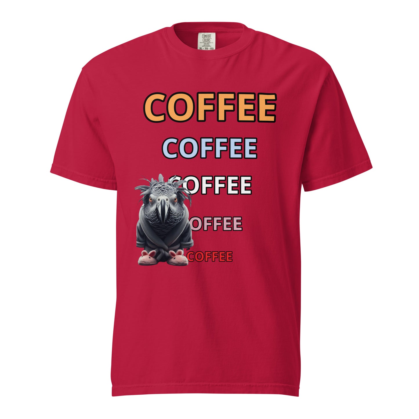 Buzz Bird Needs Coffee Unisex garment-dyed heavyweight t-shirt