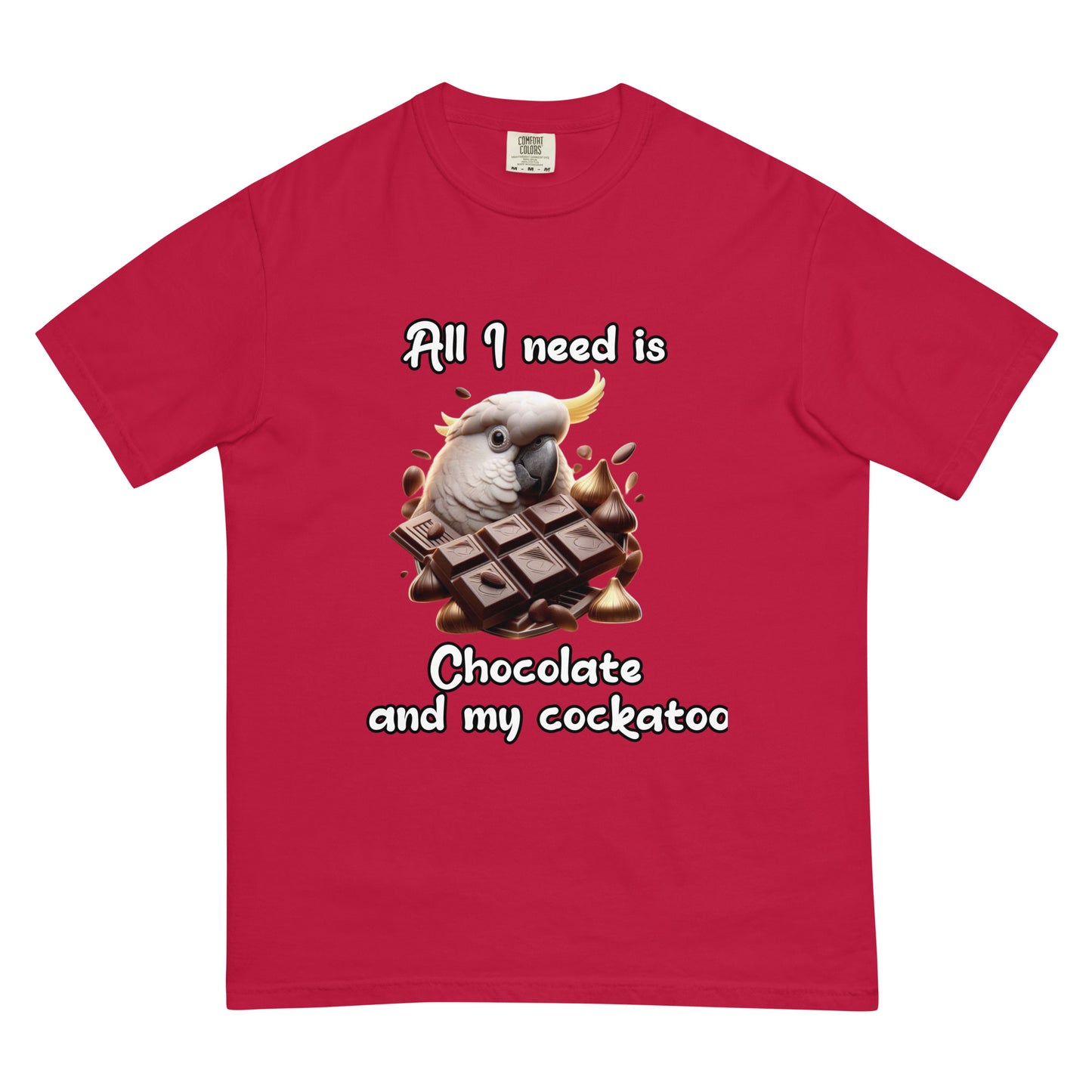 Chocolate and my cockatoo Unisex garment-dyed heavyweight t-shirt