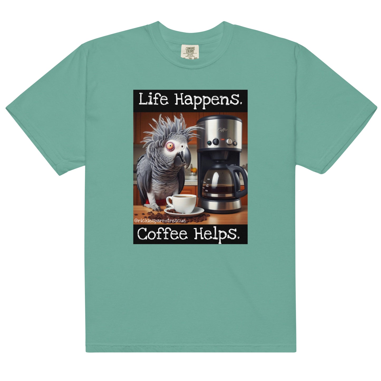 Life happens. Unisex garment-dyed heavyweight t-shirt