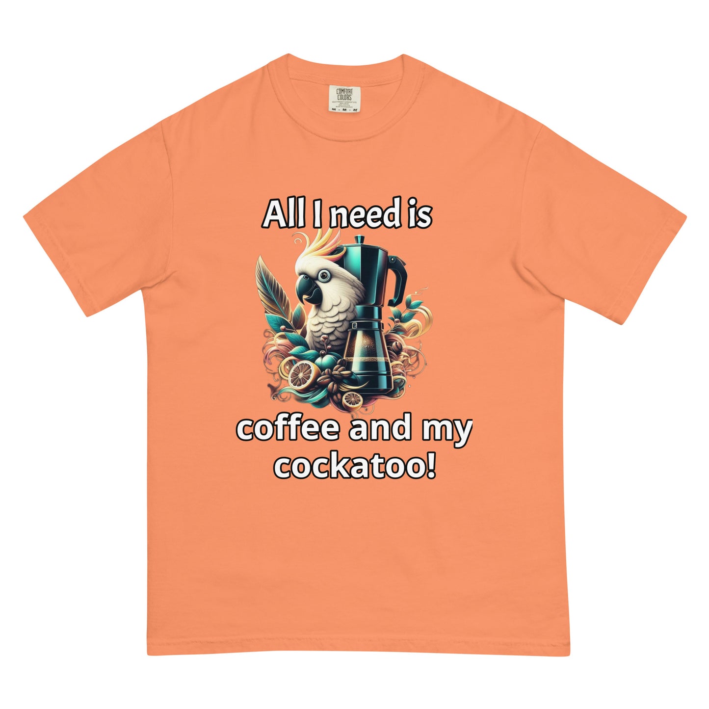 Coffee and Cockatoo Unisex garment-dyed heavyweight t-shirt