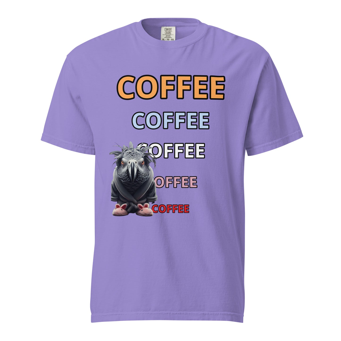 Buzz Bird Needs Coffee Unisex garment-dyed heavyweight t-shirt