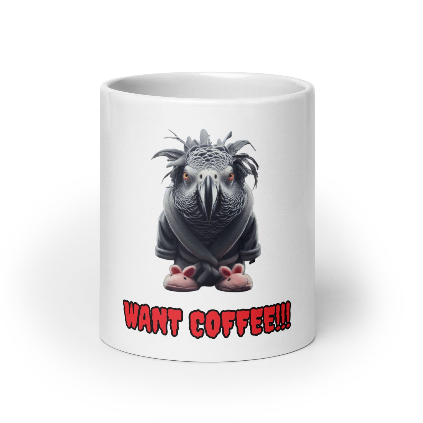 Want Coffee White glossy mug